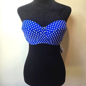Jessica Simpson Strapless Polka Dot Halter Top Bikini With Straps Large